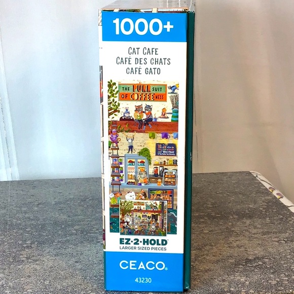 🐈 CEACO ‘Cat Cafe’ 1000+EZ-2-Hold Larger Size Pieces Jigsaw Puzzle with Poster - Picture 6 of 9